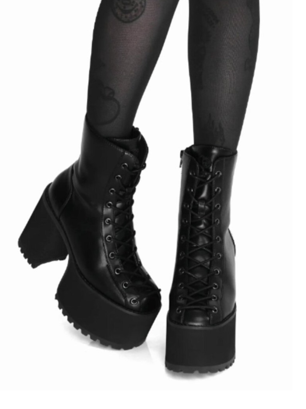 FOXBLOOD Fiona Corset Lace Platform Boots Size 12 Goth Dark Princess